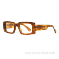 Vintage Design Rectangle Bevel Acetate Frame Optical Glasses